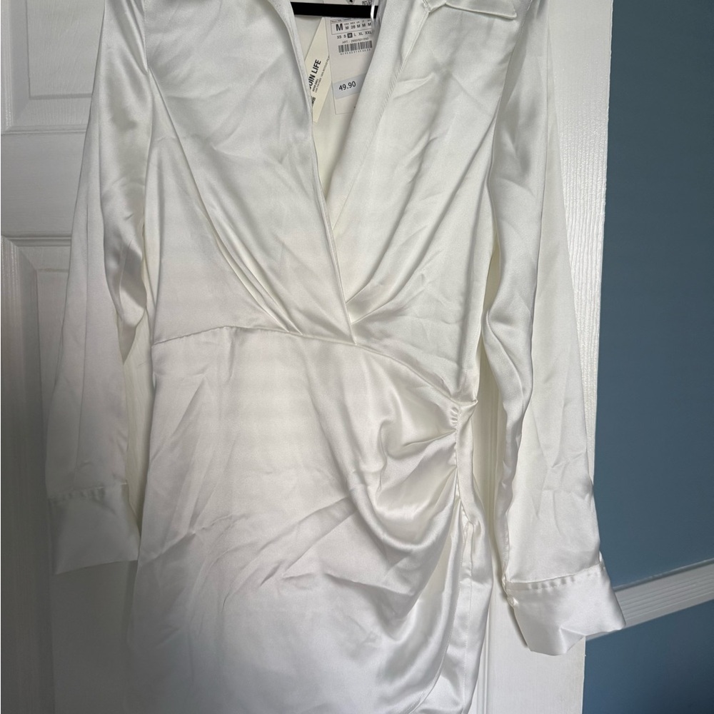 Zara Ivory Satin Dress